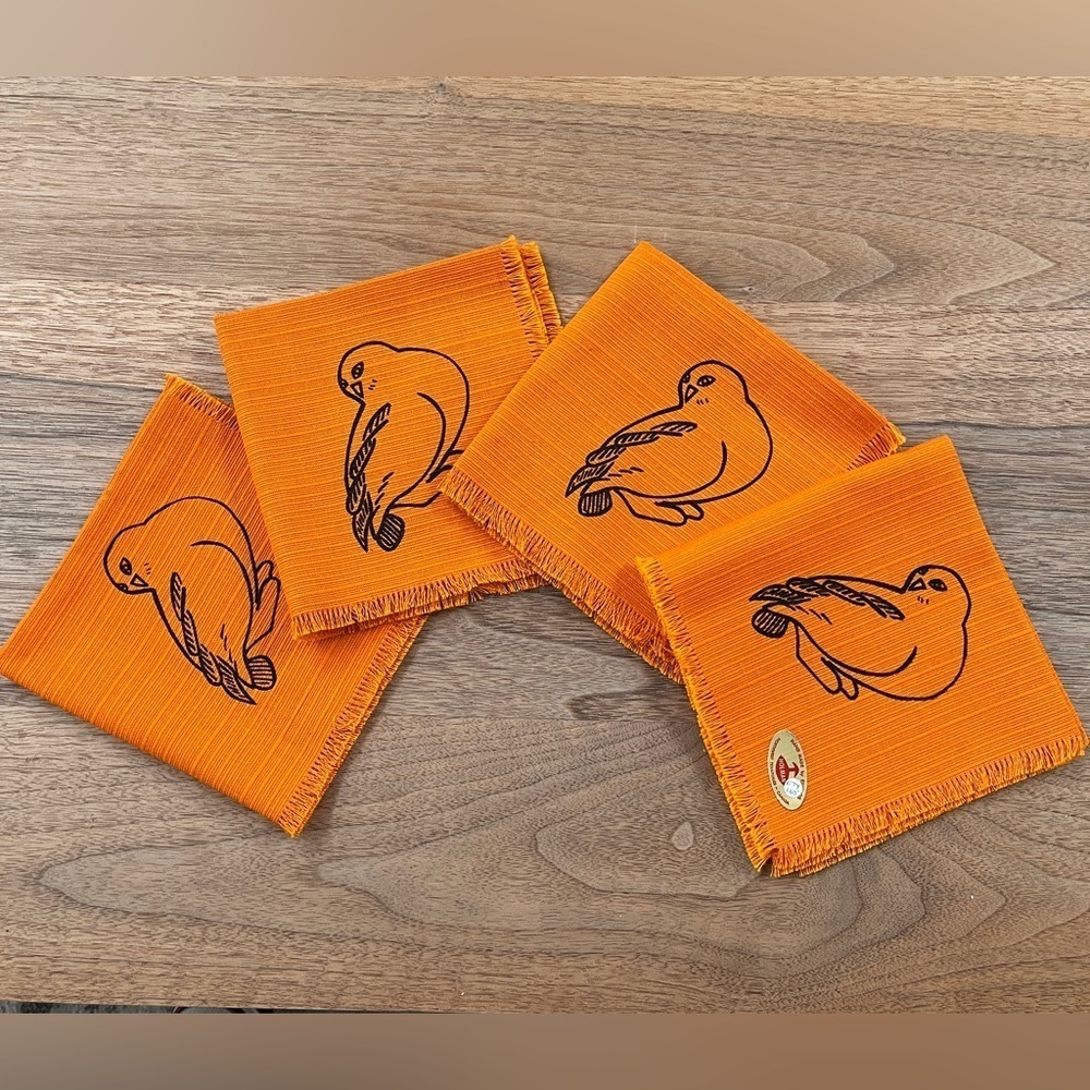 VINTAGE Holman Art Napkins Hand Made Northwest Territories Canada Inuit Design